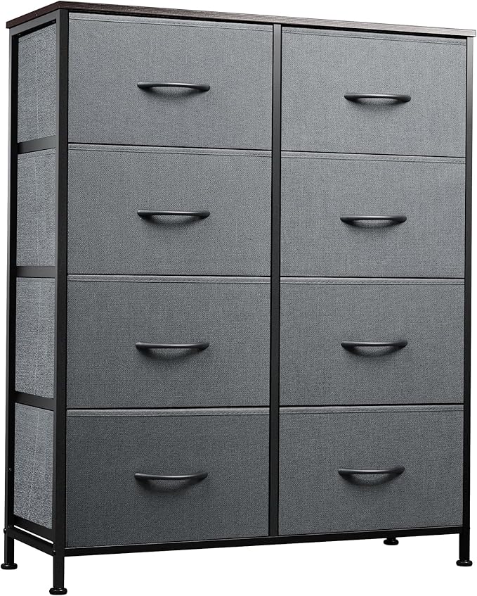 Fabric Dresser for Bedroom, Tall Dresser with 8 Drawers, Storage Tower with Fabric Bins,