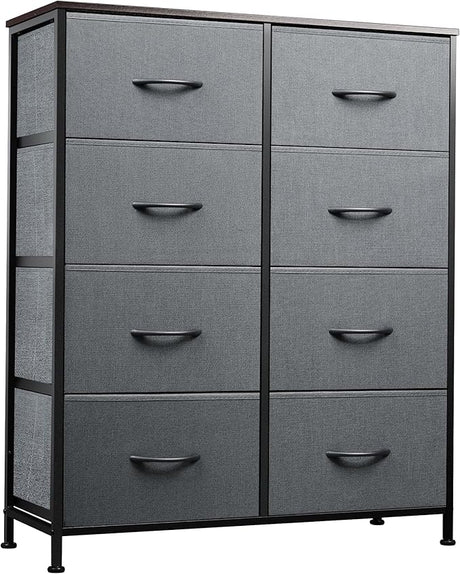 Fabric Dresser for Bedroom, Tall Dresser with 8 Drawers, Storage Tower with Fabric Bins