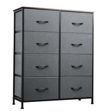 WLIVE Fabric Dresser for Bedroom, Tall Dresser with 8 Drawers, Storage Tower with Fabric Bins, Double Dresser, Chest of Drawers for Closet, Living Room, Hallway, Dark Gray