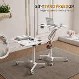 Mobile Standing Desk, 28 inch Small Height Adjustable Rolling Laptop Desk,