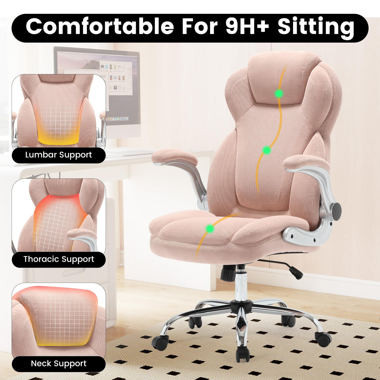 Heavy Duty Office Chair 500lbs Capacity - Ergonomic Big & Tall Desk Chair