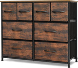 Concept Bedroom, Wide Fabric Dresser for Storage and Organization, Grey (8-Drawers)