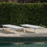 Belle Outdoor Mesh Chaise Lounges, 2-Pcs Set, White Mesh / White
