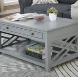 Alaterre Furniture Coventry 36" W Wood Coffee Table with 1-Drawer, Gray