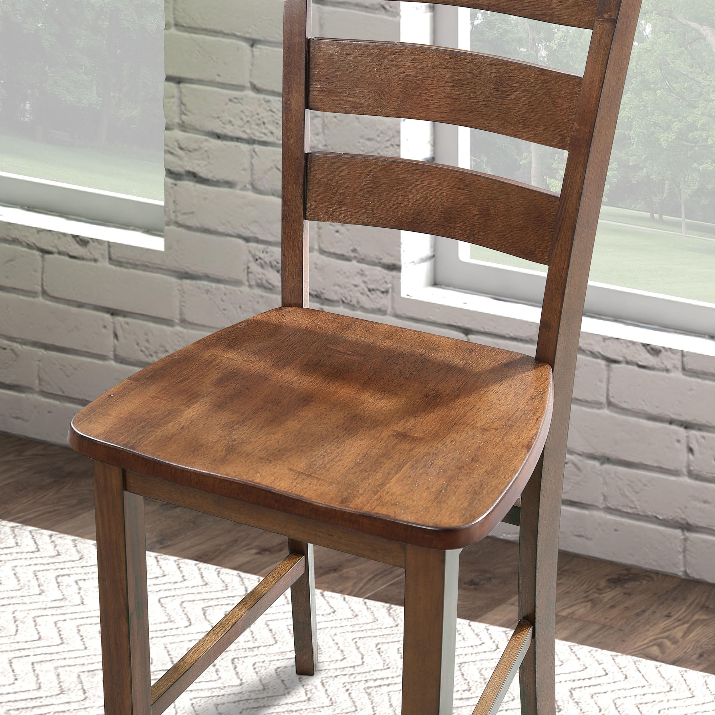America Bravo Wood 5-Piece Counter Height Dining Room Set, Square Table