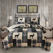 Lodge Bedspread Set Full/Queen Size Rustic Cabin Quilt Set Deer Bedding sets