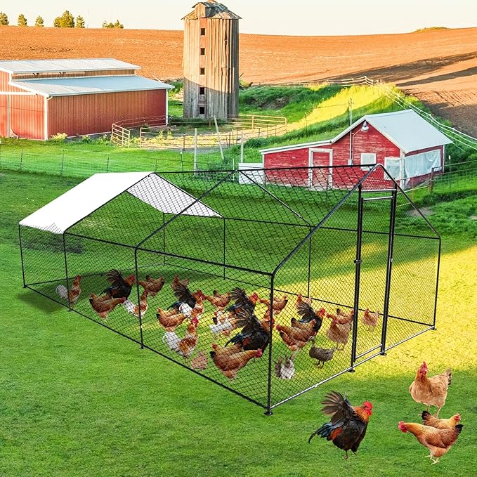 SteelNest Secure Metal Chicken Coop with Lockable Door, PVC-Coated Mesh & Waterproof Roof