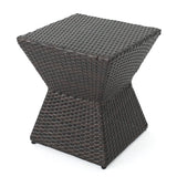 Calhoun Outdoor Wicker 16" Square Side Table, Multibrown