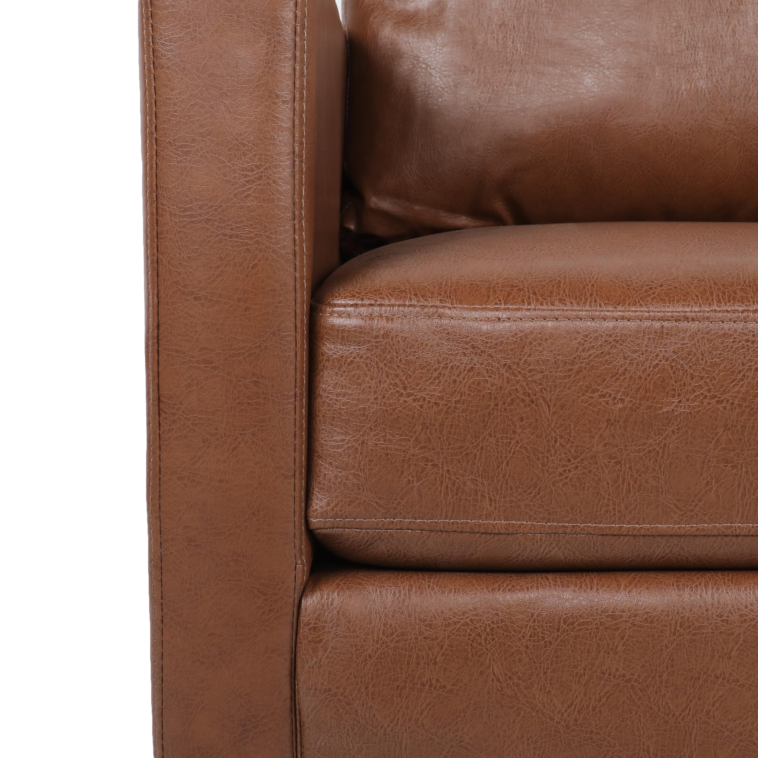 Chandler Club Chair, 34.75 "W x 30 "D x 33.75 "H, Cognac Brown + Dark Brown