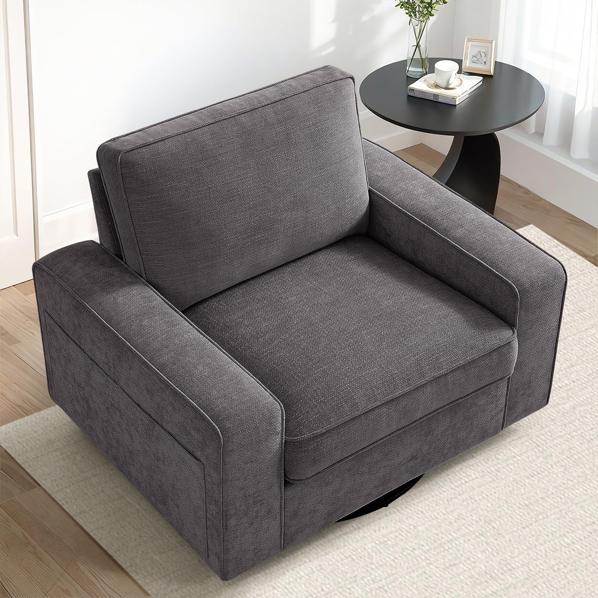 Swivel Accent Chair 360°, Modern Chenille Fabric for Living Room Chairs,Single Sofa