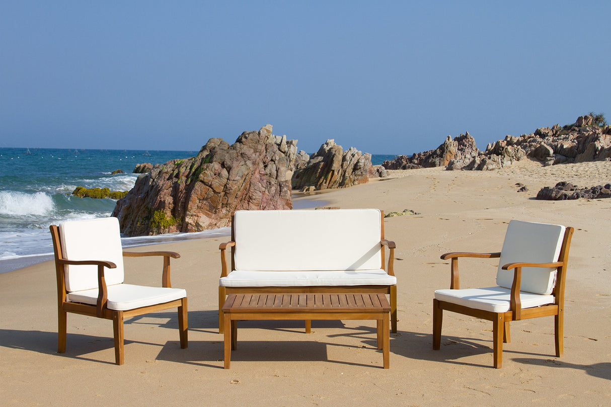 Outdoor Living Collection Bradbury 4-Piece Outdoor Living Set, Natural/Beige