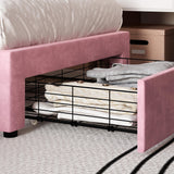 Twin Bed Frame with Under-Bed Drawer, Velvet Upholstered Platform Bed Frame with Headboard,