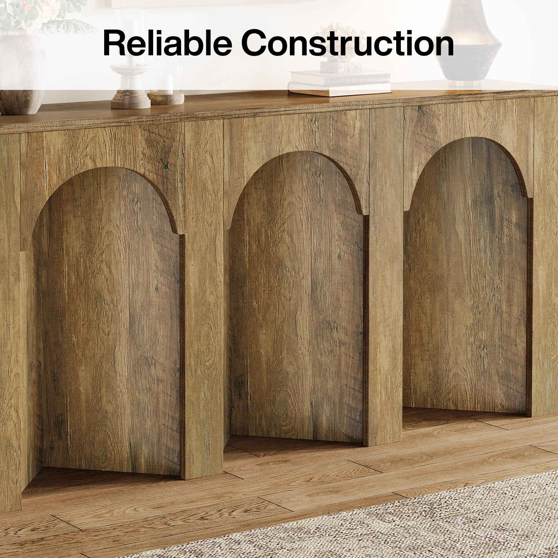 63-Inch Long Sofa Console Table, Farmhouse Narrow Entryway Table for Hallway