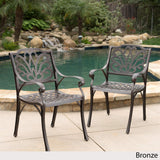 Studio Cast Aluminum Outdoor Dining Chairs | Set of 2 | Perfect for Patio | in Bronze