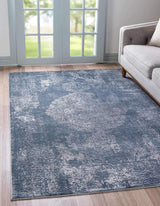 Portland Collection Area Rug - Woodburn (10' x 13' 1" Rectangle, Blue/ Ivory)