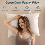 Queen Size Goose Feather Down Pillows Set of 2