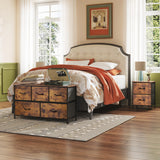 2-Drawer Nightstand and 5-Drawer Dresser Set, Fabric Storage Tower for Bedroom