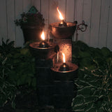 Sunnydaze Burning Bowls 34-Inch 3-Tier Outdoor Water Fountain and Fire Feature - 3 Torches - Electric Submersible Pump