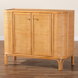 Natural Rattan Storage Cabinet, 2-Door, Light Honey