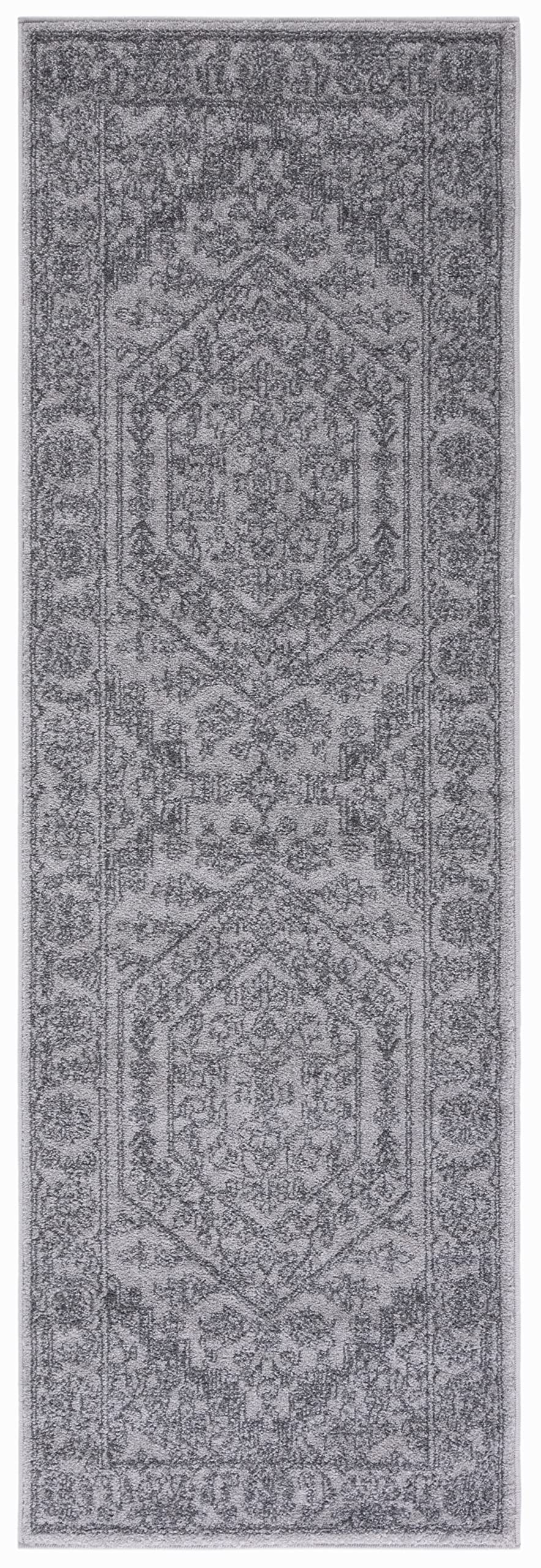 Adirondack Collection Runner Rug - 2'6" x 8', Light Grey & Dark Grey