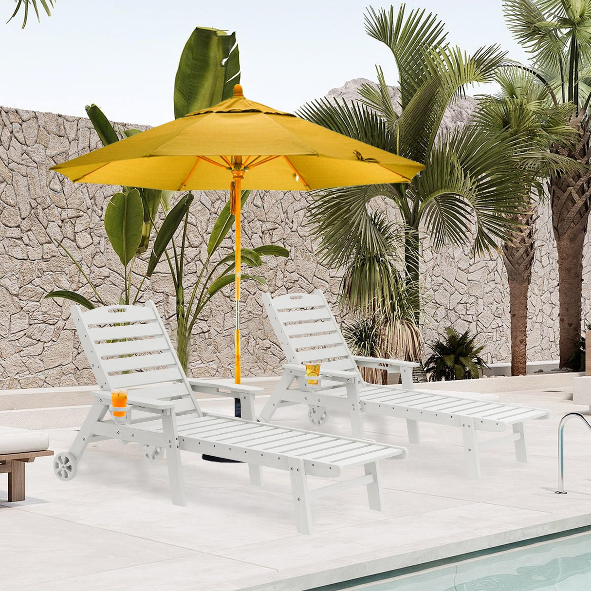 Pool Lounge Chairs Outdoor, HDPE Adirondack Chaise Lounge Outdoor for Patio Poolside