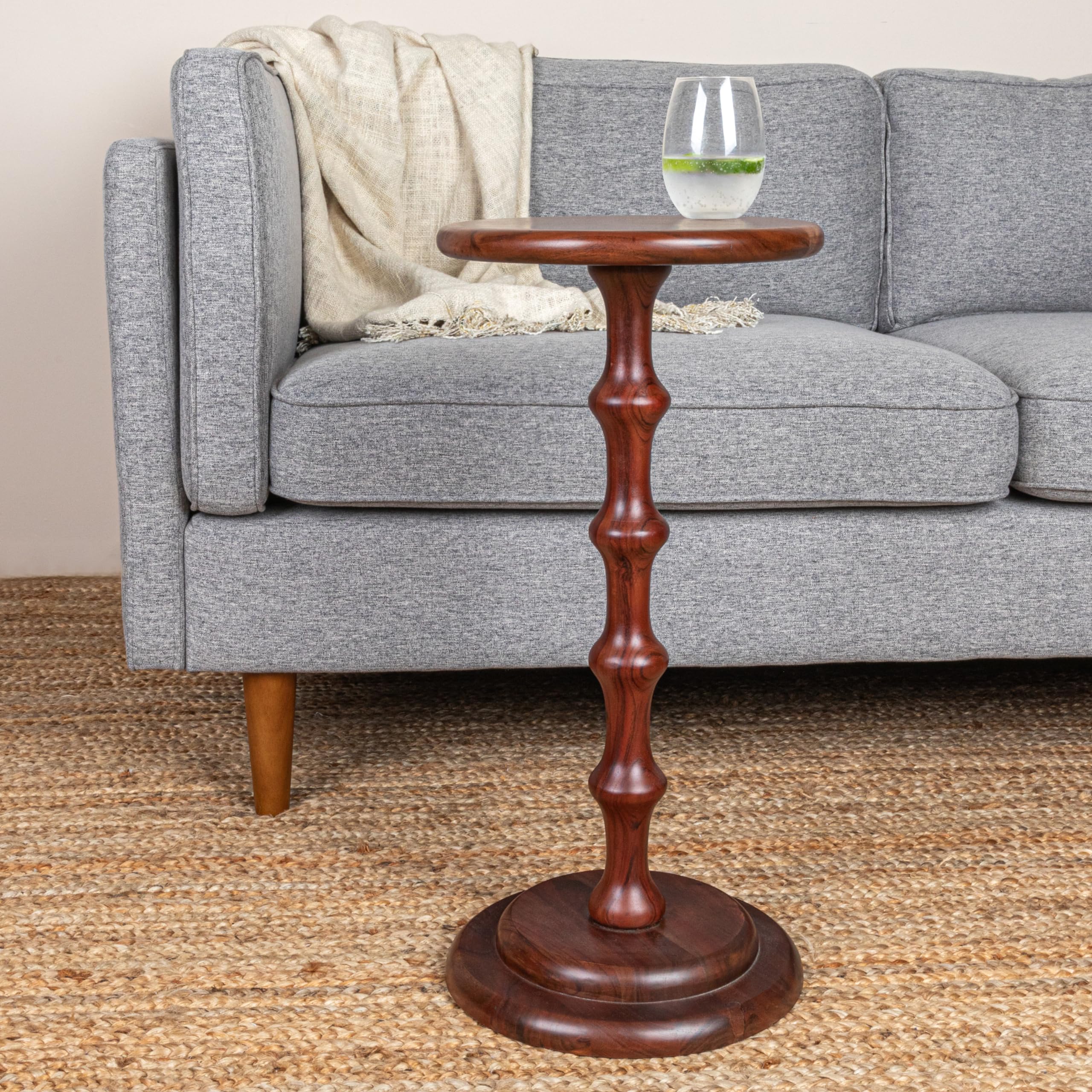 Ergo Pedestal Cocktail Side Table, Dark Chestnut