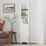 64" Freestanding Storage Cabinet, Bathroom Tall Silm Cabinet with Doors and Adjustable Shelves,