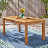 Eric Outdoor Expandable Acacia Wood Dining Table, Natural Finish