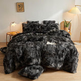 Plush Shaggy Duvet Cover Set, Luxury Ultra Soft Velvet Fluffy Bedding Sets 3 Pieces