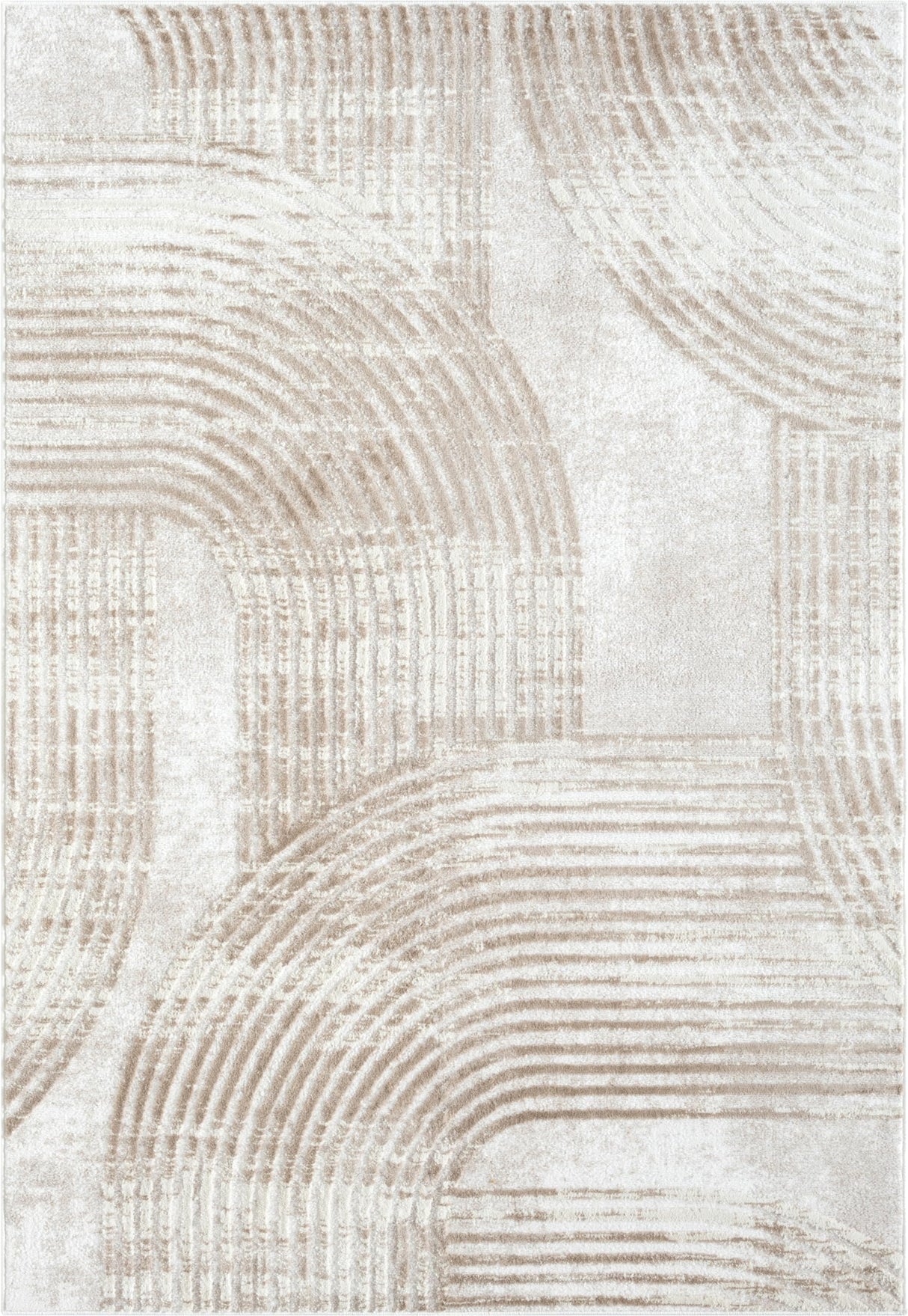 Cream Mid-Century Modern Area Rug 6' x 9' - Durable & Pet-Friendly