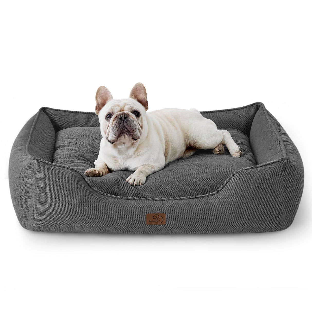 Bedsure Washable Dog Bed for Medium Dogs - Waterproof All-Season Foam Puppy Beds, Orthopedic Rectangle Cuddle Indoor Cat Beds with Removable Zipper Cover, 30x24x9inches, Grey