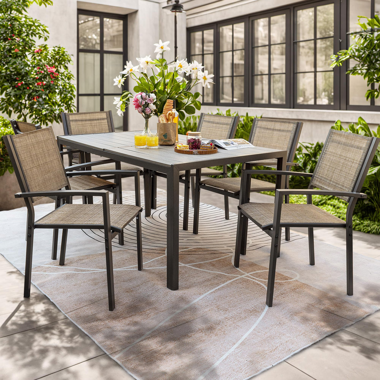 Outdoor Dining Set 7 Piece Patio Furniture Set with Weather Resistant
