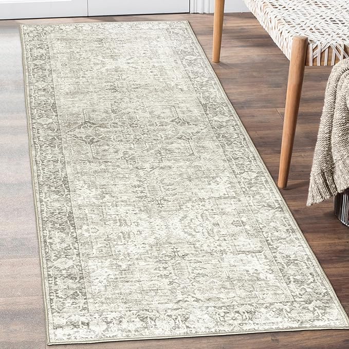 Machine Washable Area Rug Runner - Living Room Bedroom Bathroom Kitchen Entryway