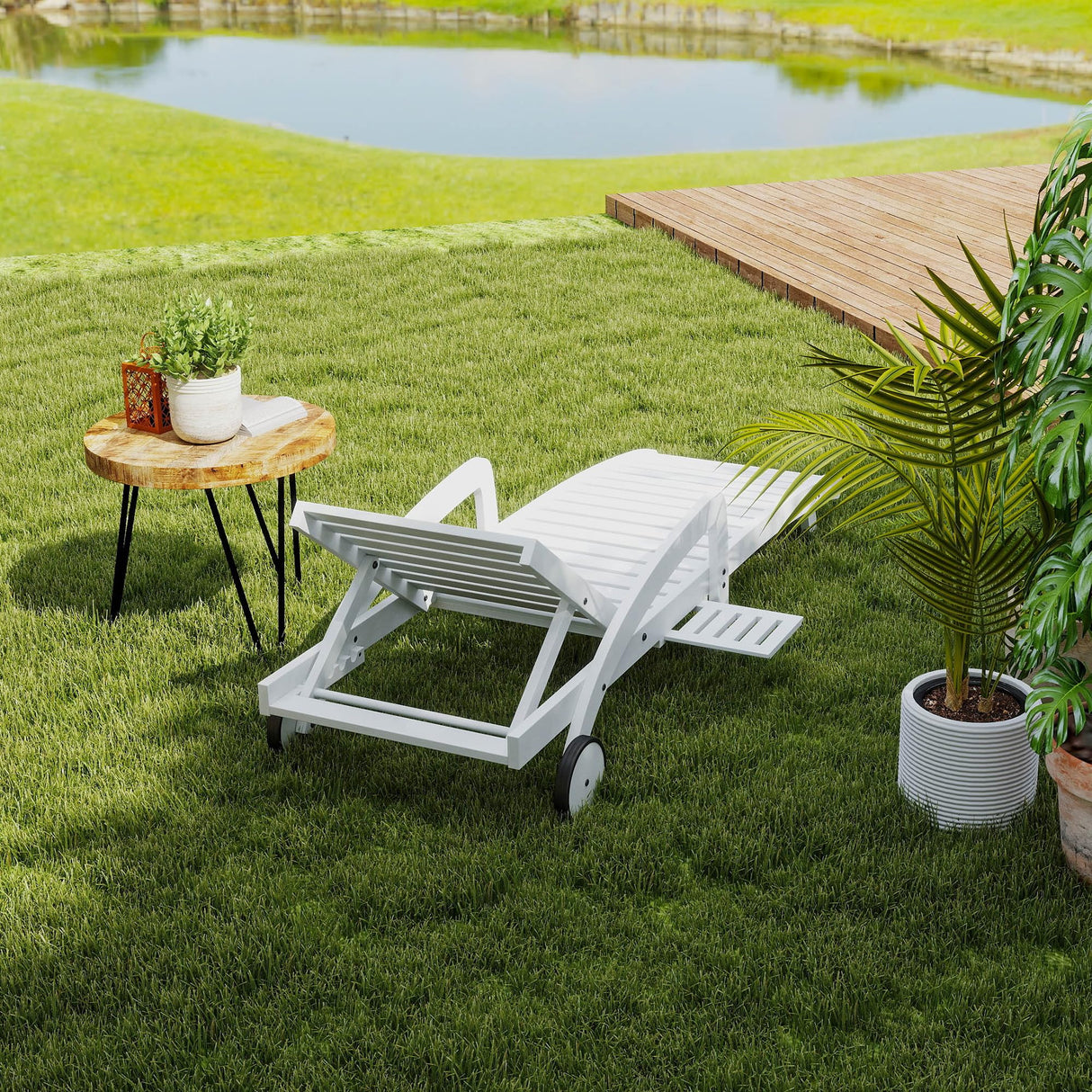 Patio Chaise Lounge Chairs Set of 2, 5-Position Adjustable Outdoor Lounge Chair