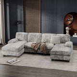 Convertible Sectional Sofa Couch, 4 Seat Sofa Set