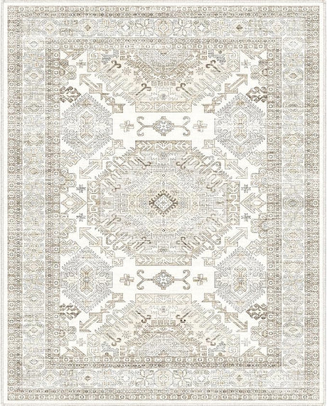 Washable Vintage Area Rug 9x12，Printed Vintage Home Decor)