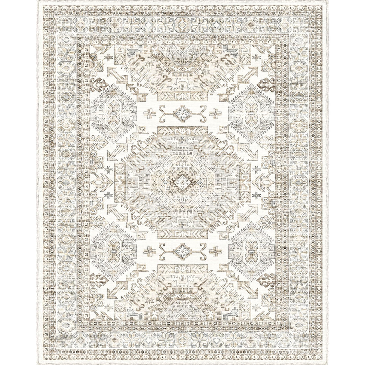 Area Rugs 8x10 for Living Room,Washable Boho 8x10 Area Rugs for Bedroom,Non Slip Carpet for Kitchen, Dining Room, Indoor, Kids Playroom Soft Low-Pile Rug Beige/Neutral