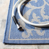 SAFAVIEH Courtyard Collection Accent Rug - 4' x 5'7", Blue & Naturaloor & Washable-Ideal for Patio