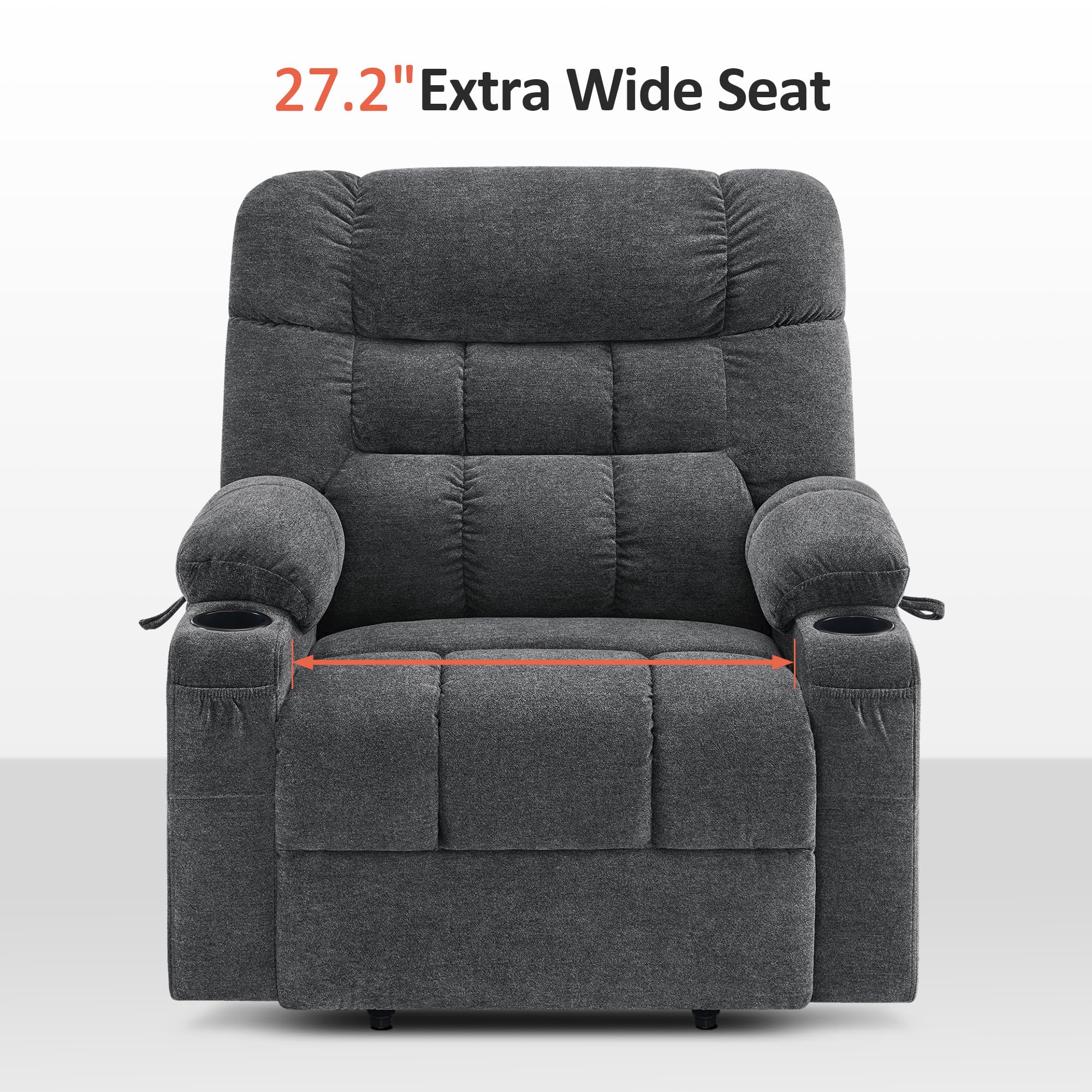 PowerLiftMax Dual Motor Wide Recliner Chair – Heat, Vibration, USB-C & Cup Holders