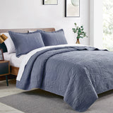 cabin King Size Quilt Set Blue Bedspreads - Soft Bed Summer Quilt Lightweight Microfiber