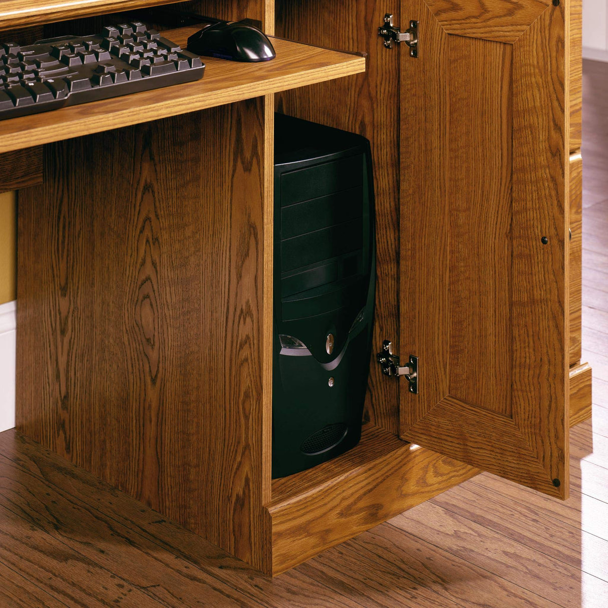 Orchard Hills Computer Desk with Hutch, Carolina Oak finish