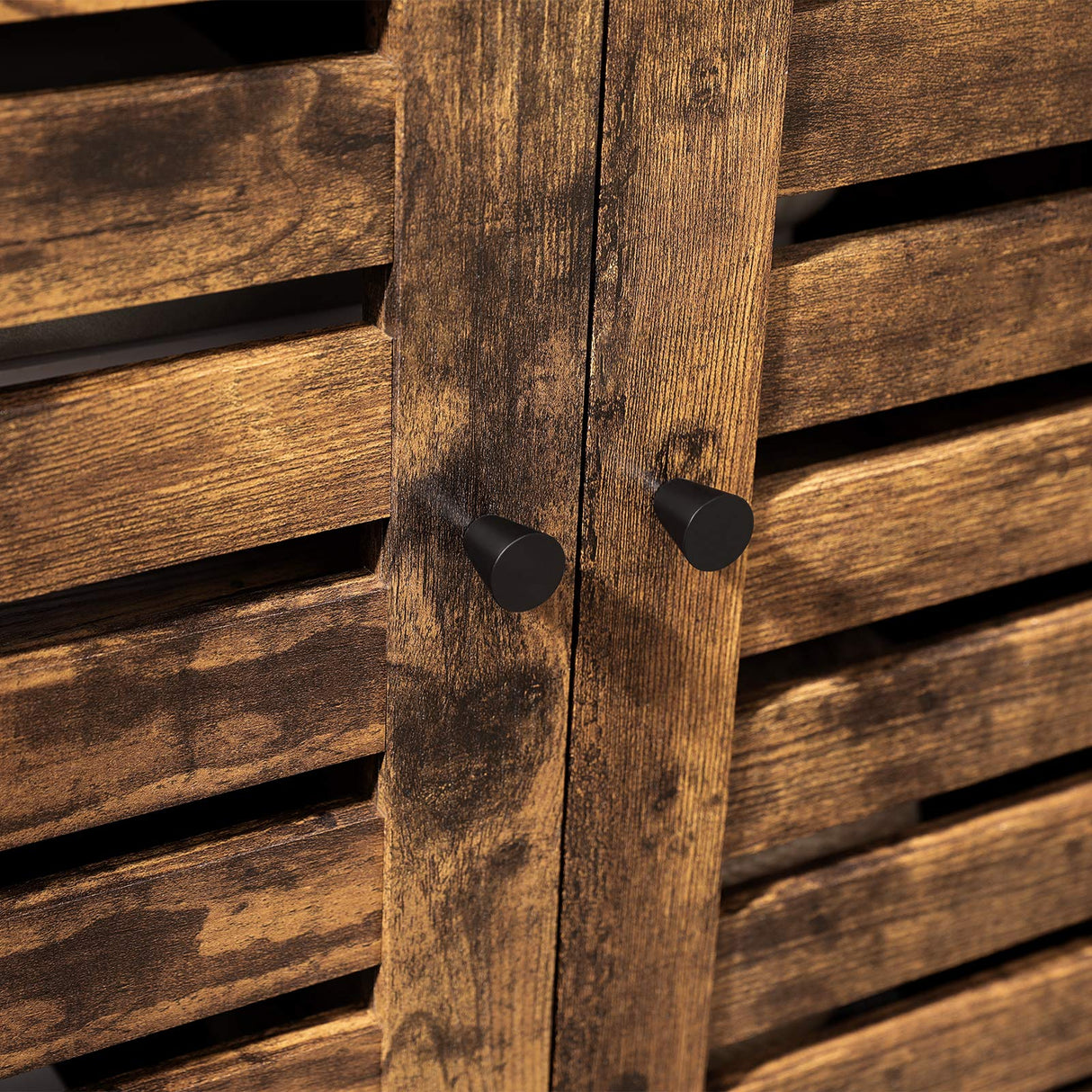 Lowell Storage Cabinet, Sideboard with Adjustable Shelves and Louvered Doors, Industrial,