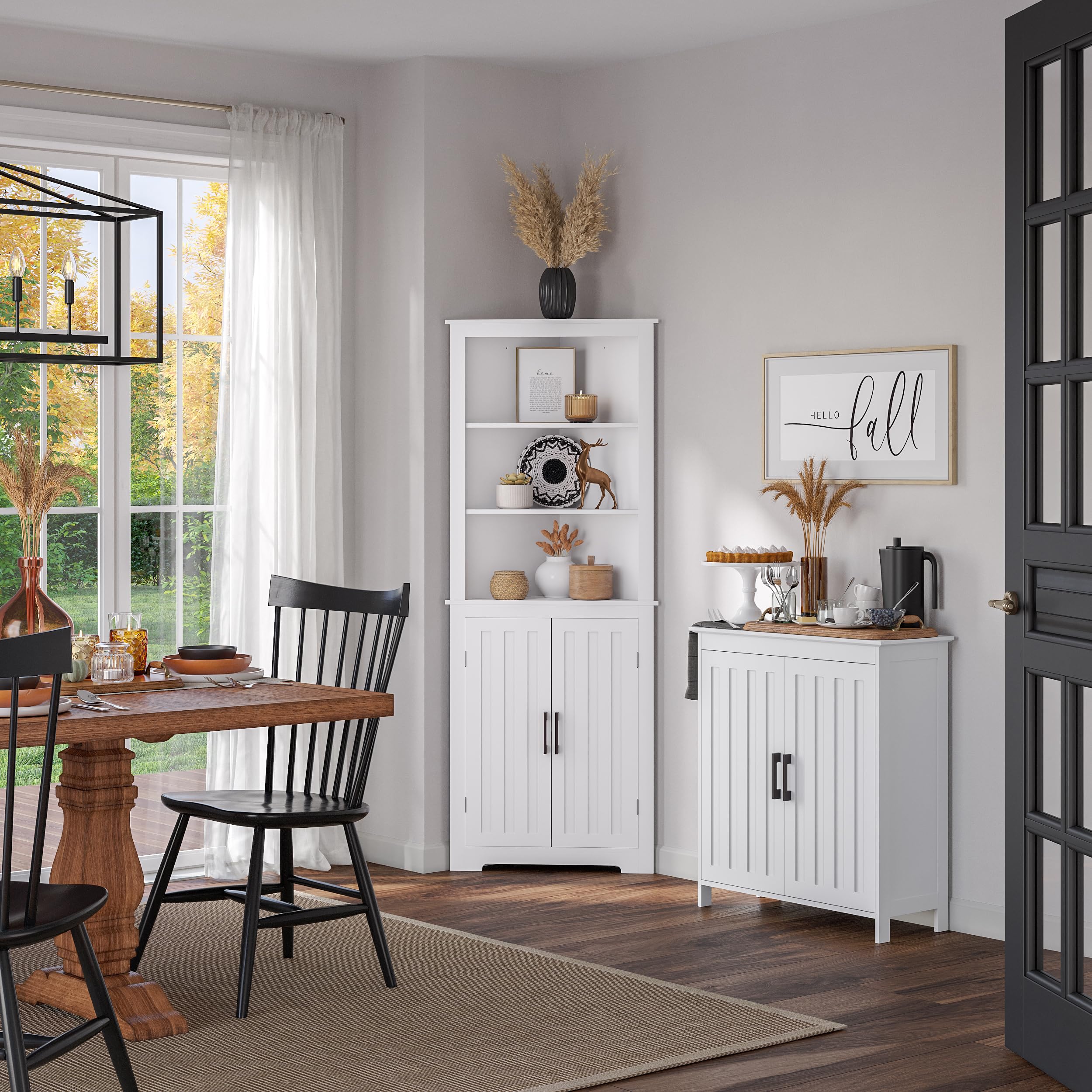 White Monroe Tall Corner Cabinet