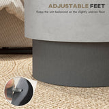 Concrete Finish End Table, Round Side Table with 4 Adjustable Feet,