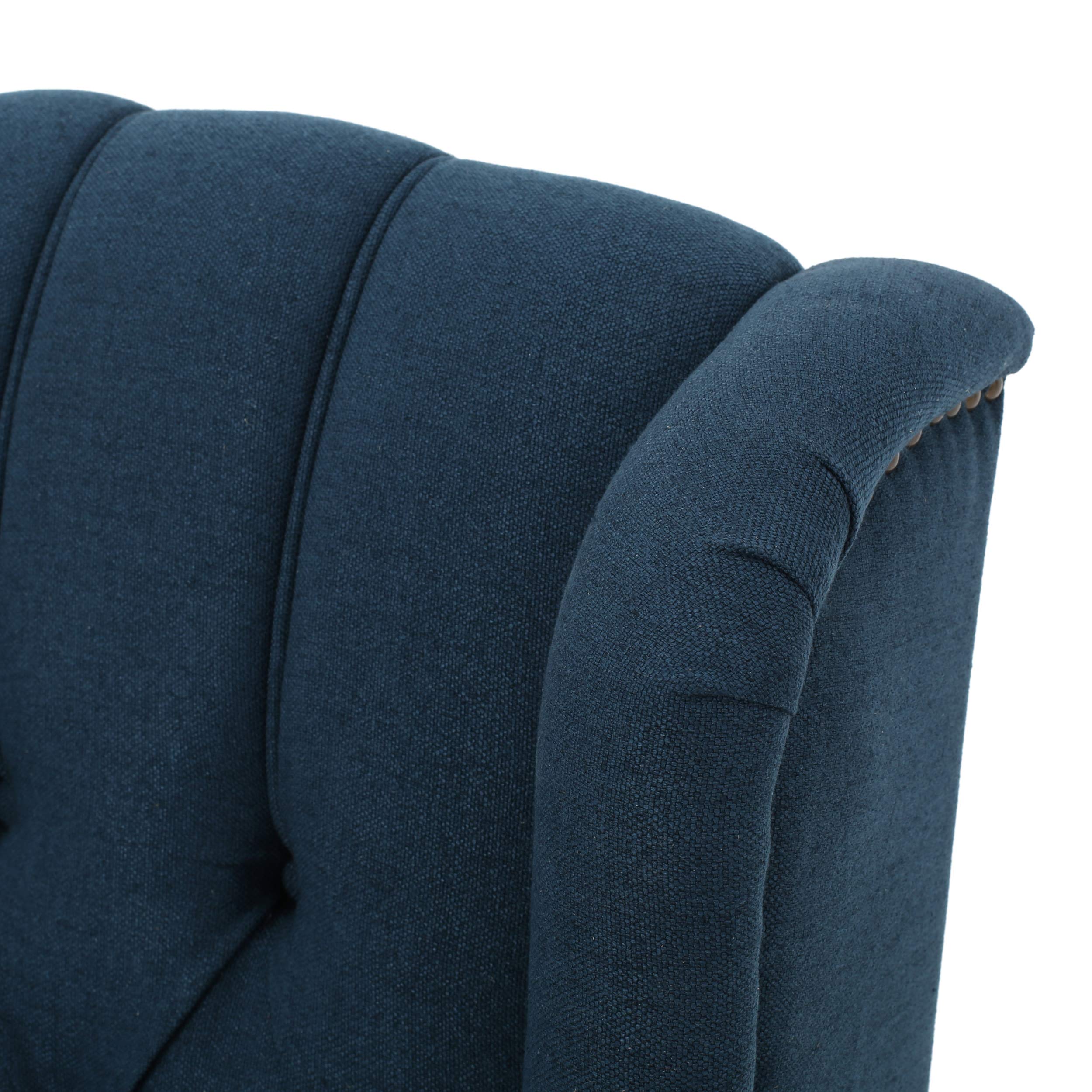 Earlean Fabric Recliner (Set of 2), Navy Blue, Dark Brown