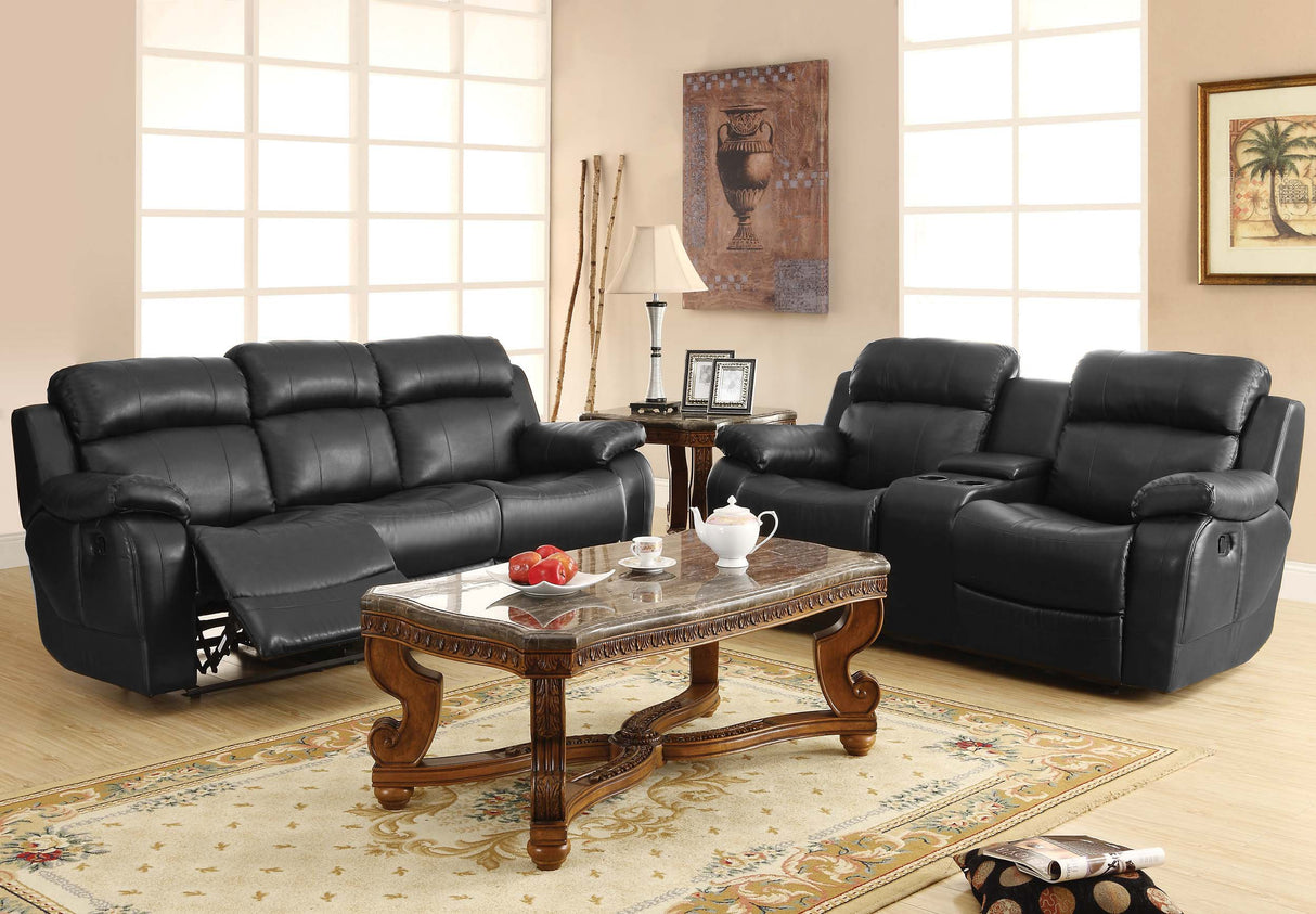 Reclining Loveseat w/ Center Console Cup Holder, Black Bonded Leather