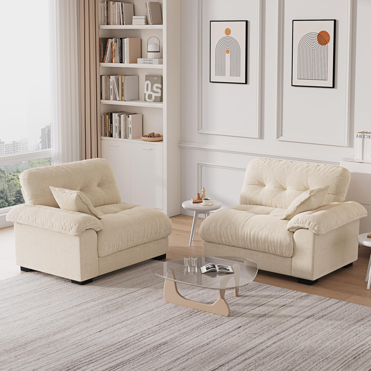 89" Extra Deep Comfy Couches for Living Room, Chenille Modern Loveseat Couch