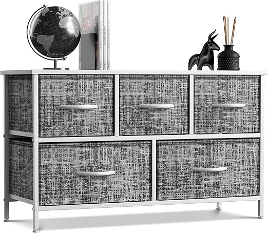 Dresser with 5 Drawers - Storage Chest Organizer Unit with Steel Frame,