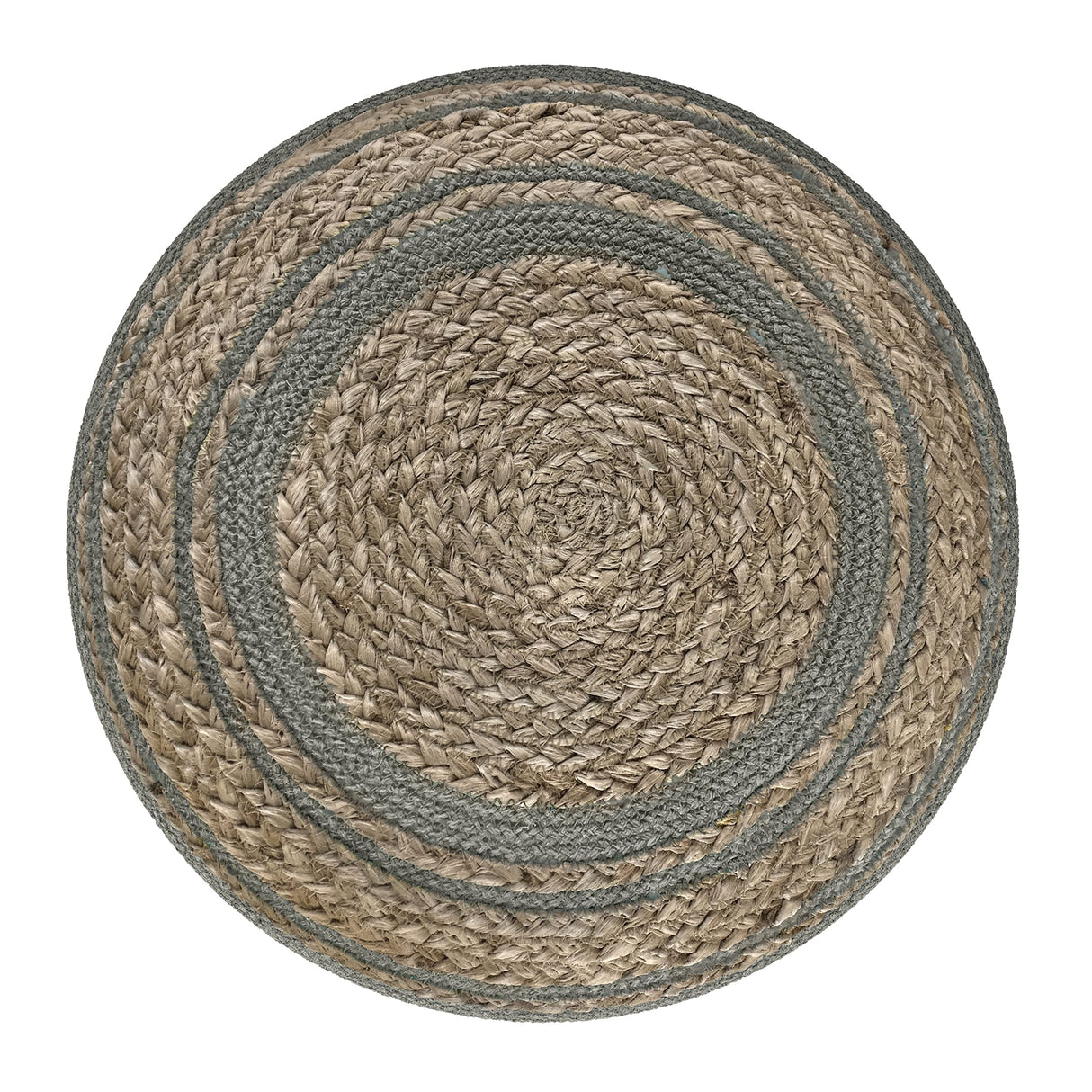 Serena 18 Inch Contemporary Round Braided Pouf in Dove Grey Cotton