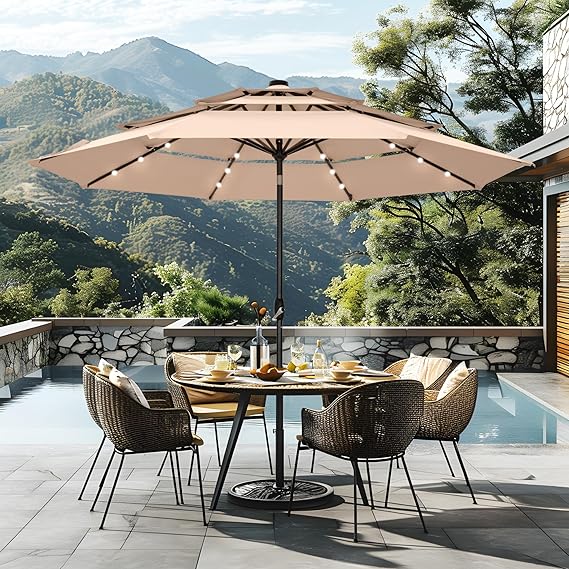 10ft Patio Umbrellas 3-Tier Umbrella Outdoor Patio Umbrellas